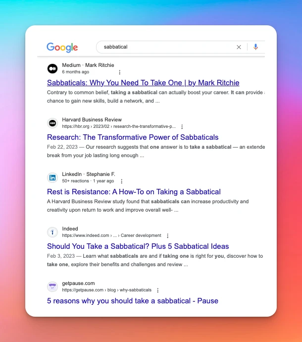 Google says take a sabbatical!